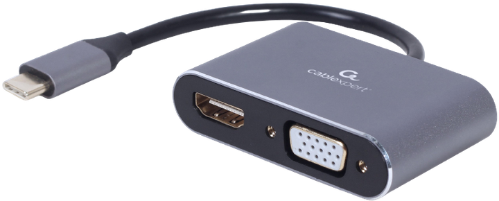 Адаптер перехідник Cablexpert USB Type C HDMI VGA 0 15 м Сірий A