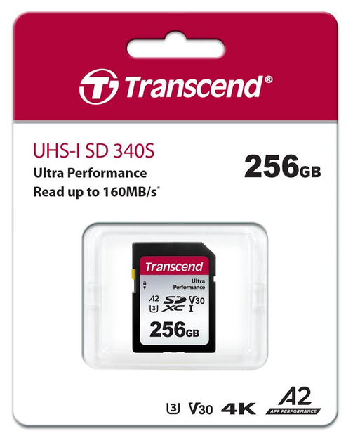 Карта памяти Transcend SD 256GB C10 UHS I U3 A2 R160 W90MB s 4K