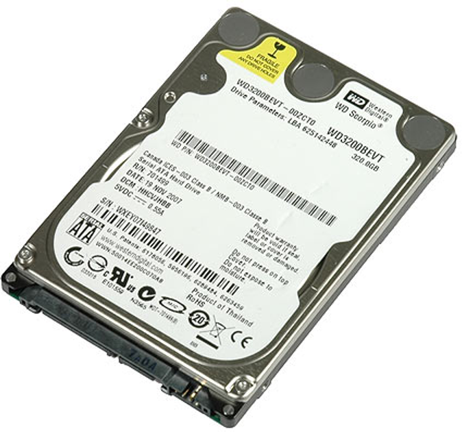 Жесткий диск Western Digital Scorpio Blue 320GB 5400rpm 8MB WD3200BEVT