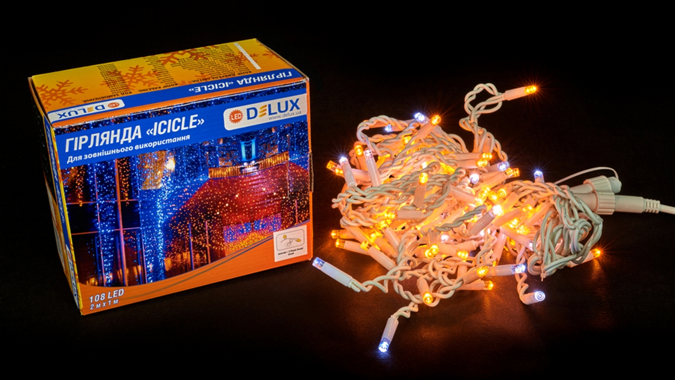 Светодиодная гирлянда DELUX ICICLE 108LED 2x1 м Белый flash Желтый/Белый IP44 (90015179)
Светодиодная гирлянда DELUX ICICLE 108LED 2x1 м Белый flash Желтый/Белый IP44 (90015179)