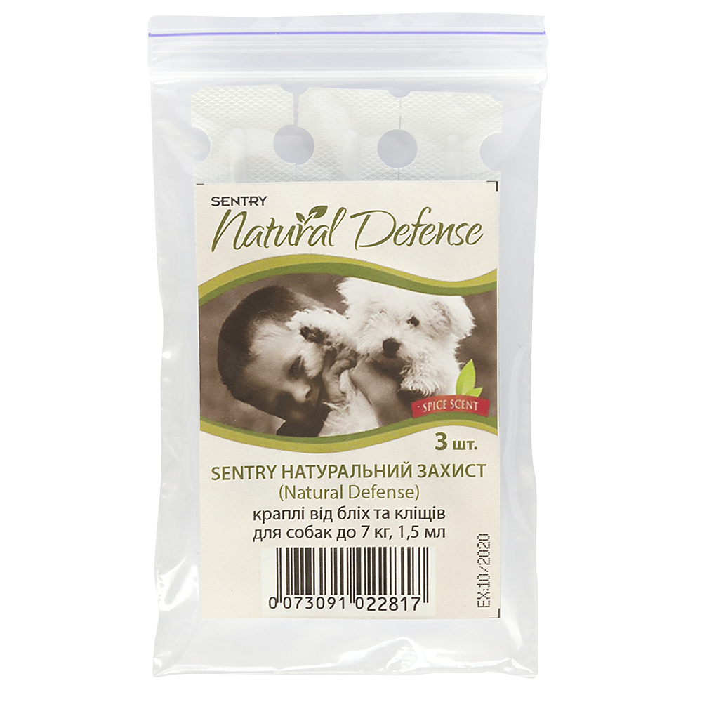 Капли Sentry Natural Defense от блох и клещей для собак до 7 кг 3 пипетки (4.5 мл)
Капли Sentry Natural Defense от блох и клещей для собак до 7 кг 3 пипетки (4.5 мл)