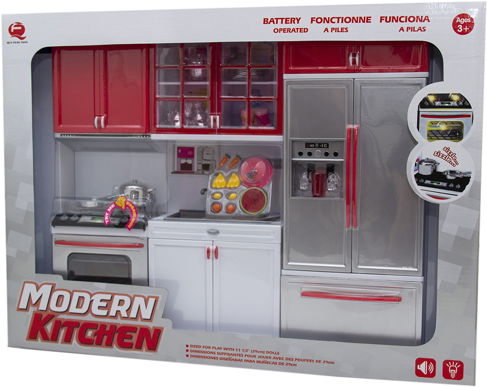 Игровой набор Qun Feng Toys Современная кухня со звуком и светом Красная (26210)
Игровой набор Qun Feng Toys Современная кухня со звуком и светом Красная (26210)