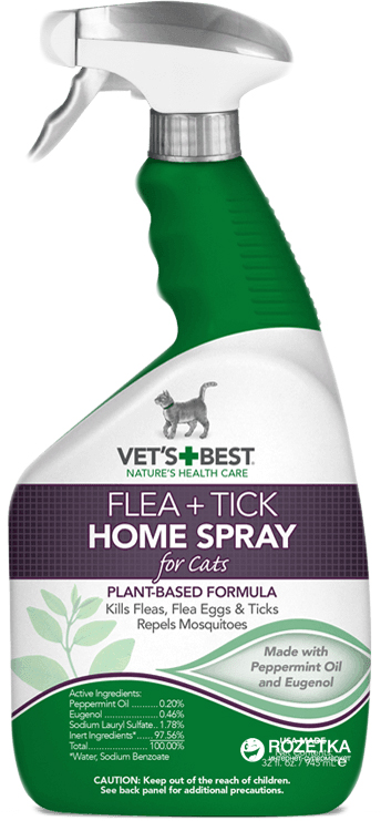 Спрей VET`S BEST Flea&Tick Home Spray for Cats от блох и клещей для кошек и дома 945 мл
Спрей VET`S BEST Flea&Tick Home Spray for Cats от блох и клещей для кошек и дома 945 мл