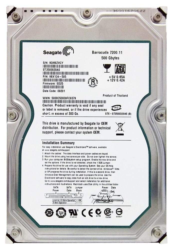 Жесткий диск Seagate 500ГБ 7200об/м 8МБ 3.5" SATA II (ST3500820AS) Refurbished
Жесткий диск Seagate 500ГБ 7200об/м 8МБ 3.5" SATA II (ST3500820AS) Refurbished