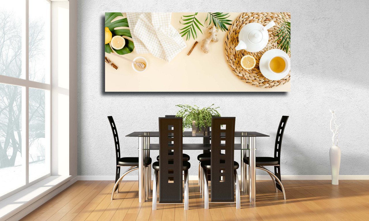 Картина на холсте Травяной чай с мятой, имбирем, лимоном, медом и другими травами на желтом фоне 140х60
Картина на холсте Травяной чай с мятой, имбирем, лимоном, медом и другими травами на желтом фоне 140х60