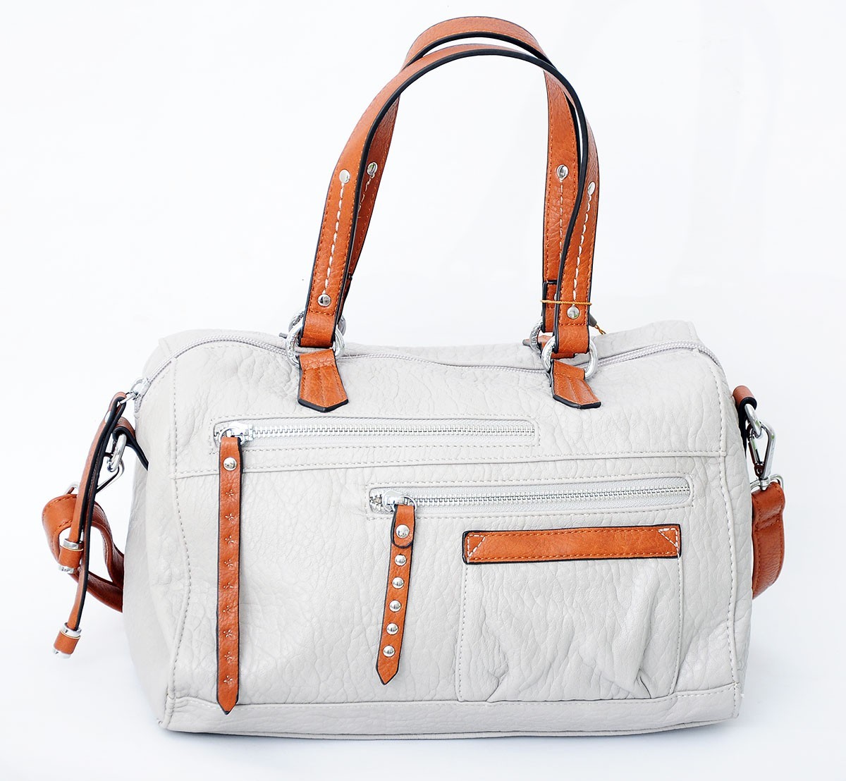 Сумка BATTY середня з 3 зовнішніми кишенями 2 середні коричневі ручки сірий H7882-2 
Сумка BATTY середня з 3 зовнішніми кишенями 2 середні коричневі ручки сірий H7882-2