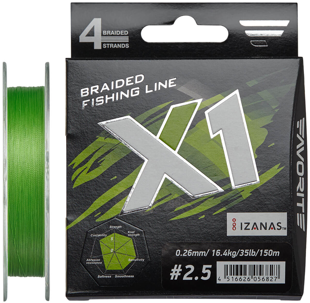 Шнур Favorite X1 PE 4x 150m (l.green) #2.5/0.260mm 35lb/16.4kg (арт.123416931134)
Шнур Favorite X1 PE 4x 150m (l.green) #2.5/0.260mm 35lb/16.4kg (арт.123416931134)