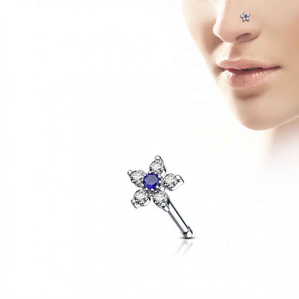 Серьга для пирсинга носа PiercedFish NOB-625 с фианитами в форме цветка (Центральный Натуральный камень: Синий; Цвет металла: Сталь)
Серьга для пирсинга носа PiercedFish NOB-625 с фианитами в форме цветка (Центральный Натуральный камень: Синий; Цвет металла: Сталь)