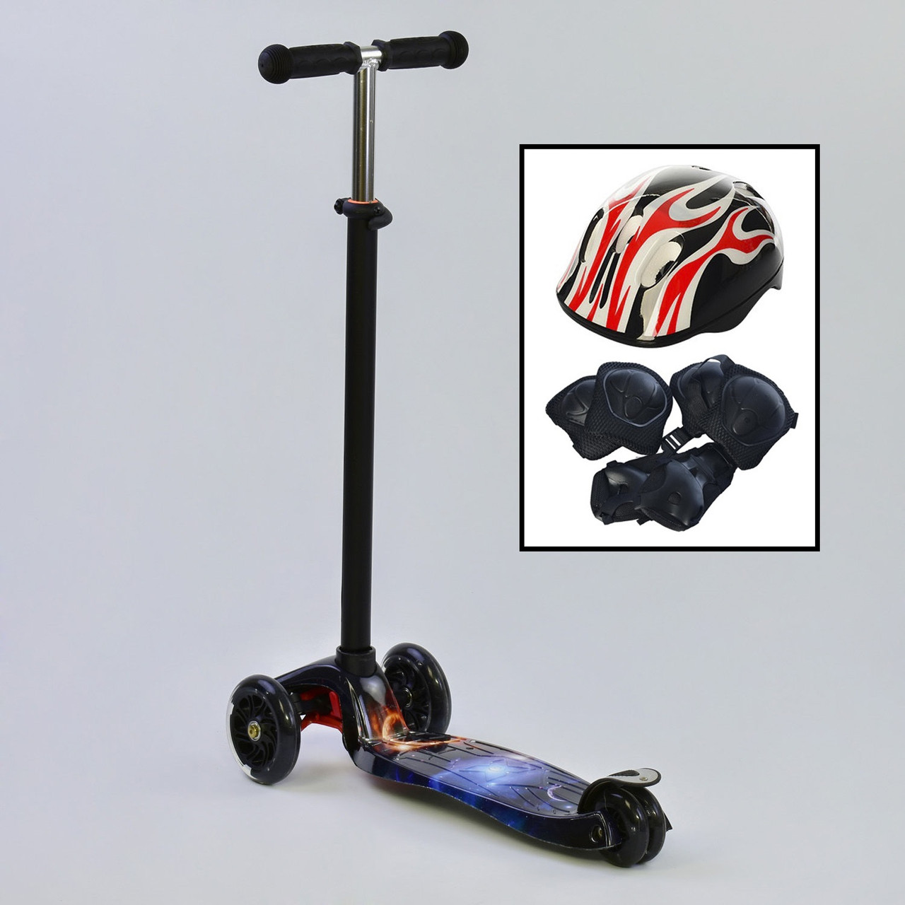 Самокат MAXI Best Scooter 3 колеса свет 60кг Космос с шлемом и защитой 3-12 лет (6544567)
Самокат MAXI Best Scooter 3 колеса свет 60кг Космос с шлемом и защитой 3-12 лет (6544567)