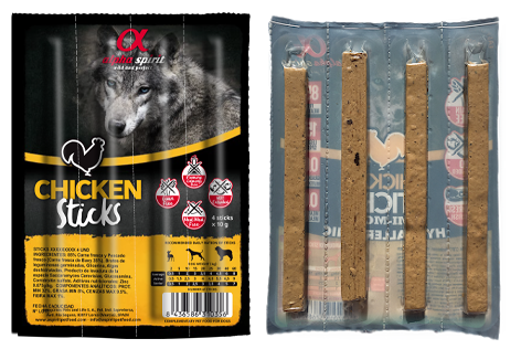 Беззерновые лакомства для собак Alpha Spirit DOG Sticks Chicken с курицей, стики x30, 300г.
Беззерновые лакомства для собак Alpha Spirit DOG Sticks Chicken с курицей, стики x30, 300г.