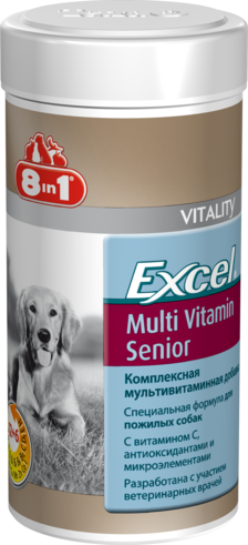 Комплексная мультивитаминная добавка 8in1 Excel Multi Vit-Senior для пожилых собак таблетки 70 шт
Комплексная мультивитаминная добавка 8in1 Excel Multi Vit-Senior для пожилых собак таблетки 70 шт
