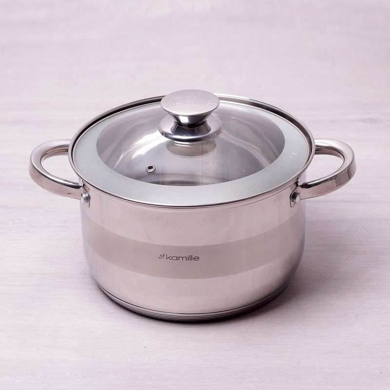 Кастрюля 6.5 л из нержавеющей стали с крышкой с сатиновым напылением и полыми ручками Kamille KM-4524S
Кастрюля 6.5 л из нержавеющей стали с крышкой с сатиновым напылением и полыми ручками Kamille KM-4524S