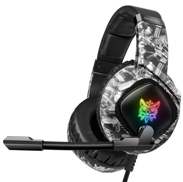 Геймерские наушники с микрофоном и подсветкой ONIKUMA Gaming LED K19, серый камуфляж
Геймерские наушники с микрофоном и подсветкой ONIKUMA Gaming LED K19, серый камуфляж
