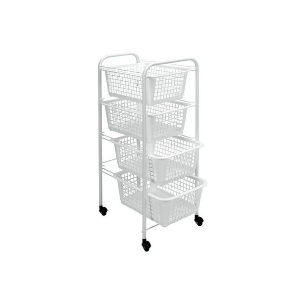 Этажерка METALTEX Miami 4 уровня с корзинами 30x38x83 см белое пластиковое покрытие 
Этажерка METALTEX Miami 4 уровня с корзинами 30x38x83 см белое пластиковое покрытие