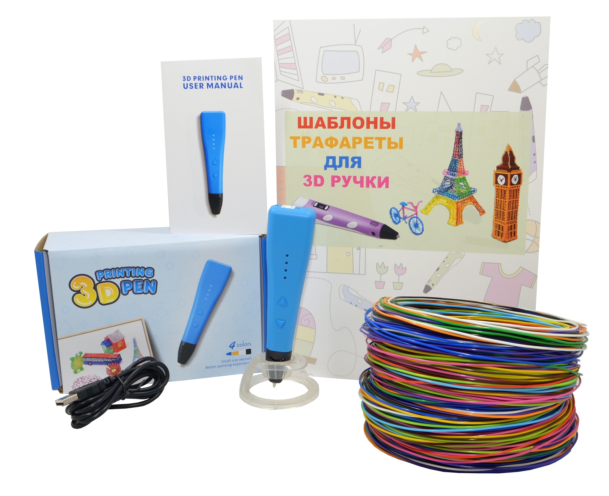 3D Ручка RP500A Jer USB Синяя с Набором Пластика 240 метров (15 цветов) и Трафаретами
3D Ручка RP500A Jer USB Синяя с Набором Пластика 240 метров (15 цветов) и Трафаретами