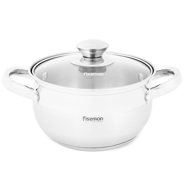 Кастрюля со стеклянной крышкой Fissman Prime 14x8,5 см 1,3 л нерж. сталь 5510 F 
Кастрюля со стеклянной крышкой Fissman Prime 14x8,5 см 1,3 л нерж. сталь 5510 F