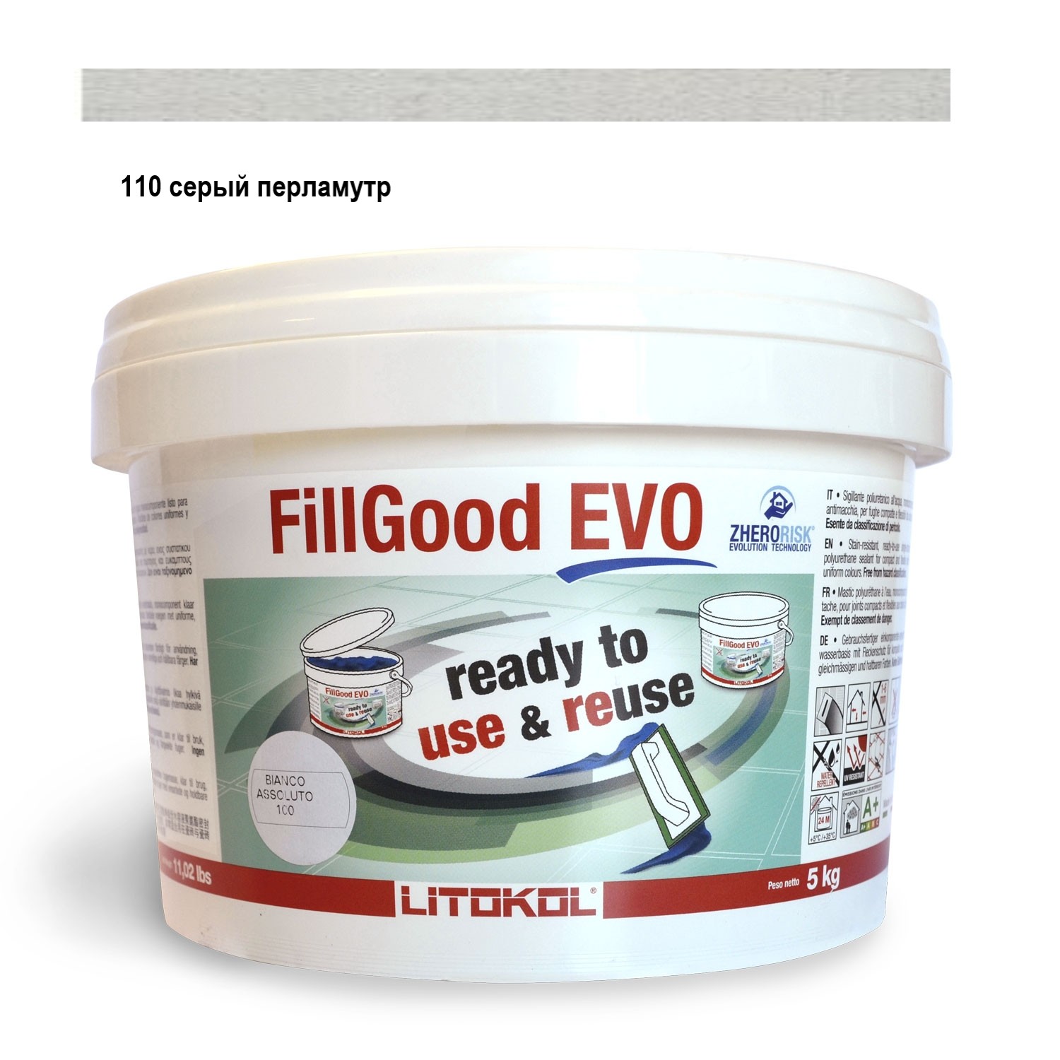 Затирочная смесь для затирки швов шириной от 1 до 6 мм Litokol FillGood EVO 110 серый перламутр 5 кг
Затирочная смесь для затирки швов шириной от 1 до 6 мм Litokol FillGood EVO 110 серый перламутр 5 кг