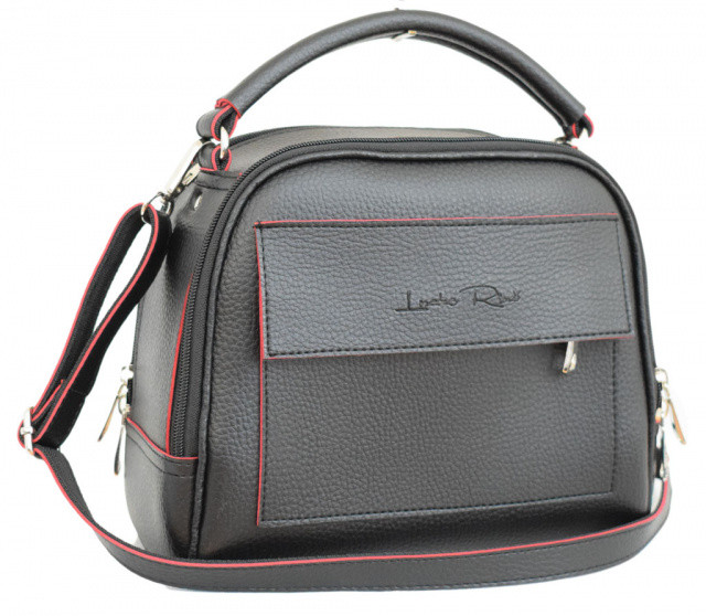 Женская мини сумка стильная фабричная брендовая Lucherino 588 черная высокого качества (LCH)