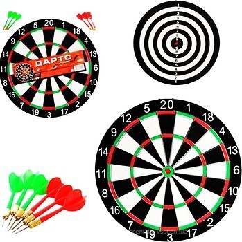 Дартс на стену мишень двусторонний с дротиками 6 штук диаметр 15 дюймов MS0096 
Дартс на стену мишень двусторонний с дротиками 6 штук диаметр 15 дюймов MS0096