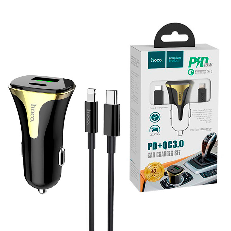 Автомобильное зарядное устройство Hoco Z31A PD+QC3.0 1USB 3A Type-C на Lightning black
Автомобильное зарядное устройство Hoco Z31A PD+QC3.0 1USB 3A Type-C на Lightning black
