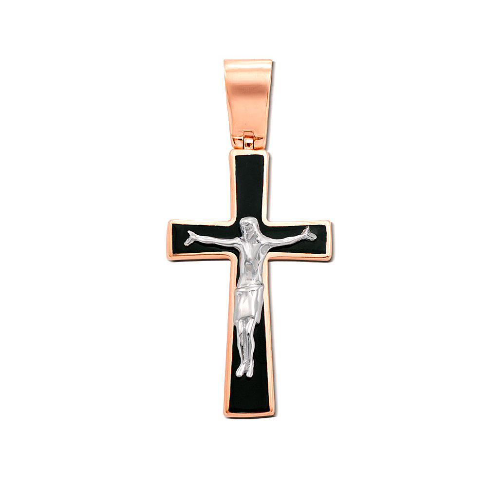 Православный крестик в комбинированном цвете золота с черной эмалью 000129527
Православный крестик в комбинированном цвете золота с черной эмалью 000129527