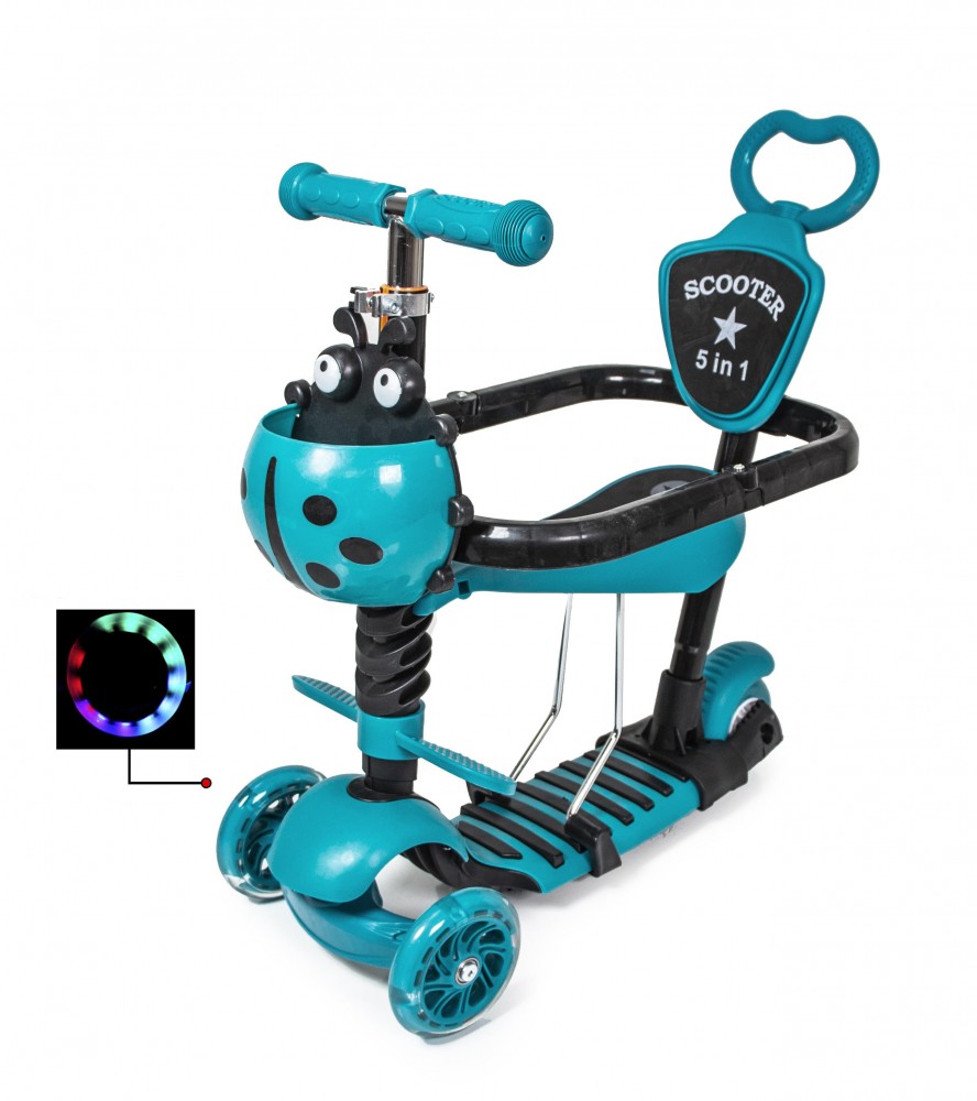Самокат детский Scooter "Божья Коровка" 5 in 1 с защитный бампер + родительская ручка Бирюзовый (2T1006)
Самокат детский Scooter "Божья Коровка" 5 in 1 с защитный бампер + родительская ручка Бирюзовый (2T1006)