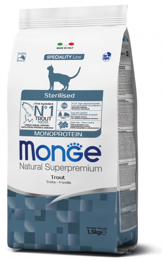 Корм Monge CAT MONOPROTEIN Sterilised с форелью для взрослых стерилизованных котов всех пород, 1,5 кг (70005494)
Корм Monge CAT MONOPROTEIN Sterilised с форелью для взрослых стерилизованных котов всех пород, 1,5 кг (70005494)