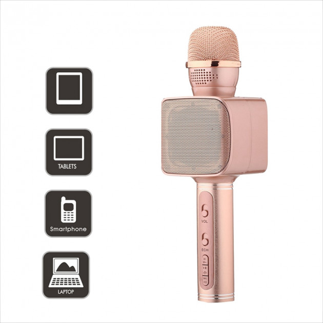 Портативный караоке микрофон Bluetooth с подсветкой верхушки 7 цветов Magic Karaoke (YS-68) Розовое золото
Портативный караоке микрофон Bluetooth с подсветкой верхушки 7 цветов Magic Karaoke (YS-68) Розовое золото