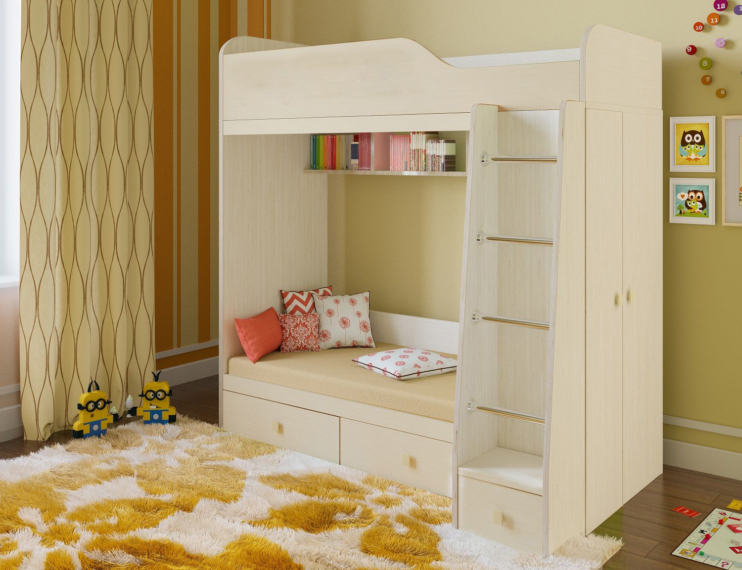 Двухъярусная кровать KidsBunkBed D-030 венге светлый 1950 х 832/1132 х 1850 мм
Двухъярусная кровать KidsBunkBed D-030 венге светлый 1950 х 832/1132 х 1850 мм