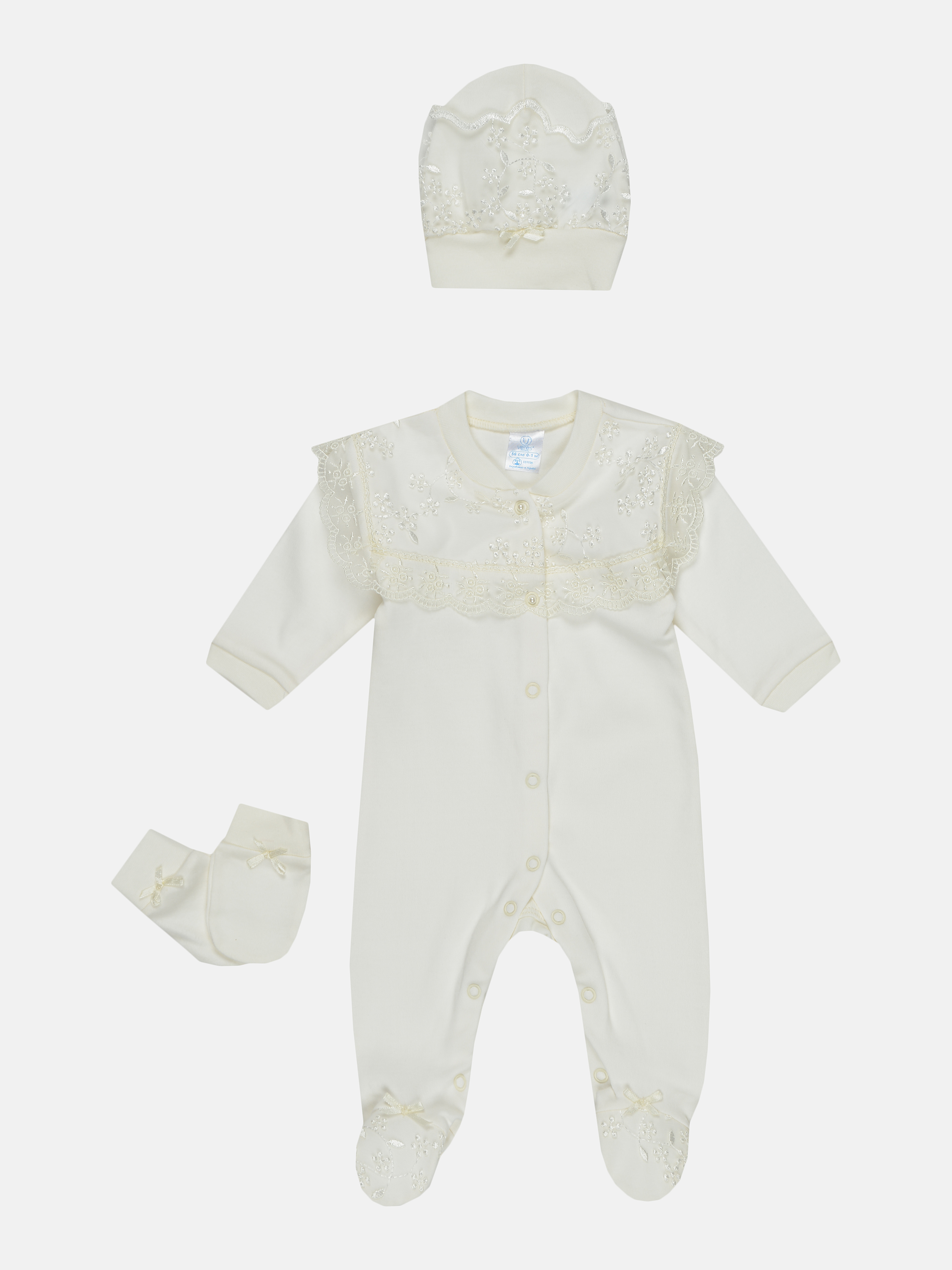 Комплект (шапочка + царапки + человечек) Baby Veres Lace milk 110-3.12-22 56 см Молочный
Комплект (шапочка + царапки + человечек) Baby Veres Lace milk 110-3.12-22 56 см Молочный
