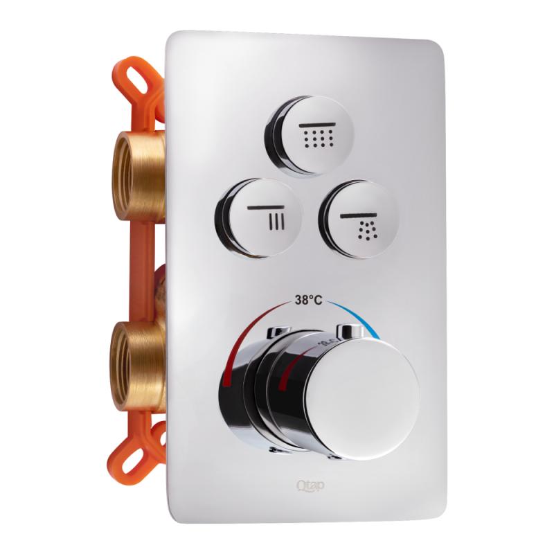 Смеситель термостатический скрытого монтажа для душа Qtap Votice 6443T105NKC на три потребителя
Смеситель термостатический скрытого монтажа для душа Qtap Votice 6443T105NKC на три потребителя