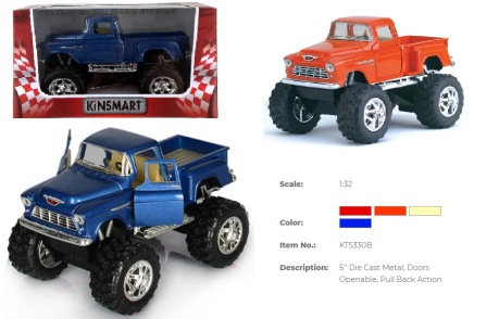Машина метал. "Kinsmart", 1955Chevy Stepside Pick-Up, рез.колеса, откр.дв, в коробке15*9*8,5см (24шт)(KT5330WB)
Машина метал. "Kinsmart", 1955Chevy Stepside Pick-Up, рез.колеса, откр.дв, в коробке15*9*8,5см (24шт)(KT5330WB)