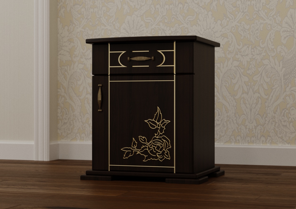 Тумба прикроватная из шпонированного МДФ в спальню Мальва ЧДК темный орех 
Тумба прикроватная из шпонированного МДФ в спальню Мальва ЧДК темный орех