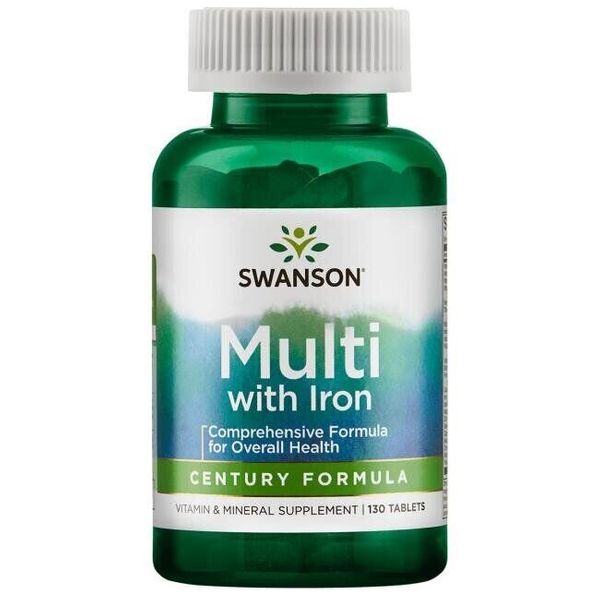 Мультивитамины с железом Multi with Iron Century Formula Swanson 130 таблеток (SW069)
Мультивитамины с железом Multi with Iron Century Formula Swanson 130 таблеток (SW069)