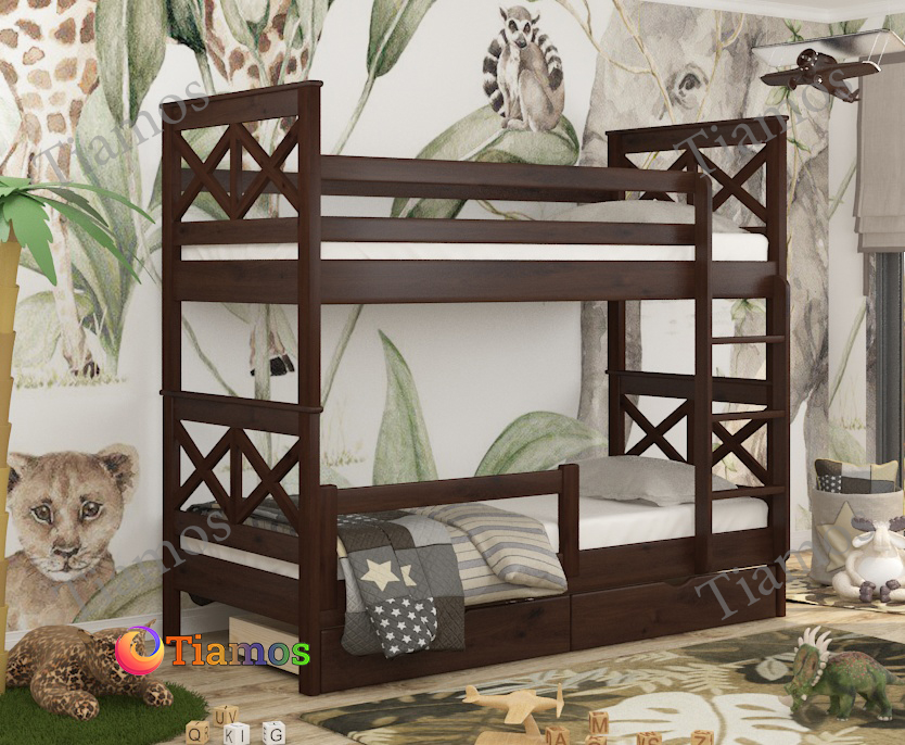 Кровать Двухъярусная с Ящиками 80х200 и бортиком защитным внизу Маугли Wellmebely Трансформер сосна Орех Темный Л6
Кровать Двухъярусная с Ящиками 80х200 и бортиком защитным внизу Маугли Wellmebely Трансформер сосна Орех Темный Л6