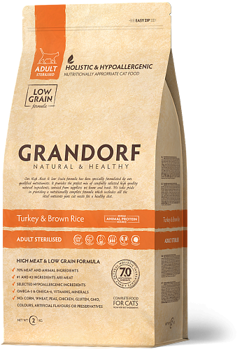 Сухой корм Грандорф Turkey and Brown Rice Adult Sterilized для стерилизованых кошек с индейкой 0,4 кг
Сухой корм Грандорф Turkey and Brown Rice Adult Sterilized для стерилизованых кошек с индейкой 0,4 кг