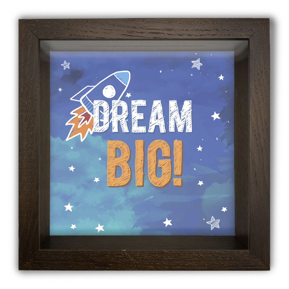 Дерев'яна копілка (скарбничка) 20 20 см "Dream big" ракета в зоряному небі, коричнева
Дерев'яна копілка (скарбничка) 20 20 см "Dream big" ракета в зоряному небі, коричнева