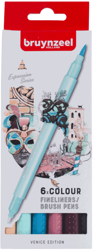 Набор линеров-кистей Bruynzeel Brushpen Venice двусторонние 6 цветов (8712079454487)
Набор линеров-кистей Bruynzeel Brushpen Venice двусторонние 6 цветов (8712079454487)