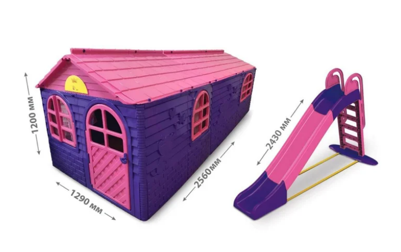 Домик-коттедж Doloni Toys 256×129×120 см со шторками фиолетовый + горка спуск 243 см
Домик-коттедж Doloni Toys 256×129×120 см со шторками фиолетовый + горка спуск 243 см