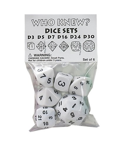 Настольная игра Koplow games Набор кубиков Нестандарт d3, d5, d7, d16, d24, d30 (белый) (Dice set Who Knew d3, d5, d7, d16, d24, d30) белый
Настольная игра Koplow games Набор кубиков Нестандарт d3, d5, d7, d16, d24, d30 (белый) (Dice set Who Knew d3, d5, d7, d16, d24, d30) белый