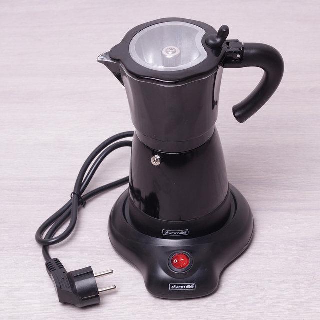 Гейзерная электрическая кофеварка из алюминия на 6 порций (300 мл) Kamille KM-2600
Гейзерная электрическая кофеварка из алюминия на 6 порций (300 мл) Kamille KM-2600