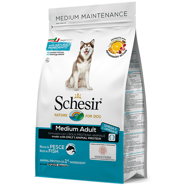 Сухой корм Schesir Dog Medium Adult Fish ШЕЗИР с рыбой для собак средних пород, 3 кг
Сухой корм Schesir Dog Medium Adult Fish ШЕЗИР с рыбой для собак средних пород, 3 кг