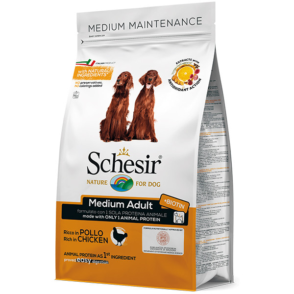 Сухой корм Schesir Dog Medium Adult Chicken ШЕЗИР с курицей для собак средних пород, 3 кг
Сухой корм Schesir Dog Medium Adult Chicken ШЕЗИР с курицей для собак средних пород, 3 кг