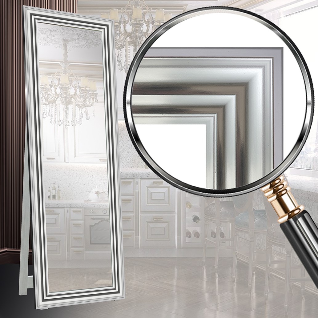 Зеркало напольное в раме на деревянной подставке в полный рост Decorfrom Silver glossy 60х174 серебристое
Зеркало напольное в раме на деревянной подставке в полный рост Decorfrom Silver glossy 60х174 серебристое