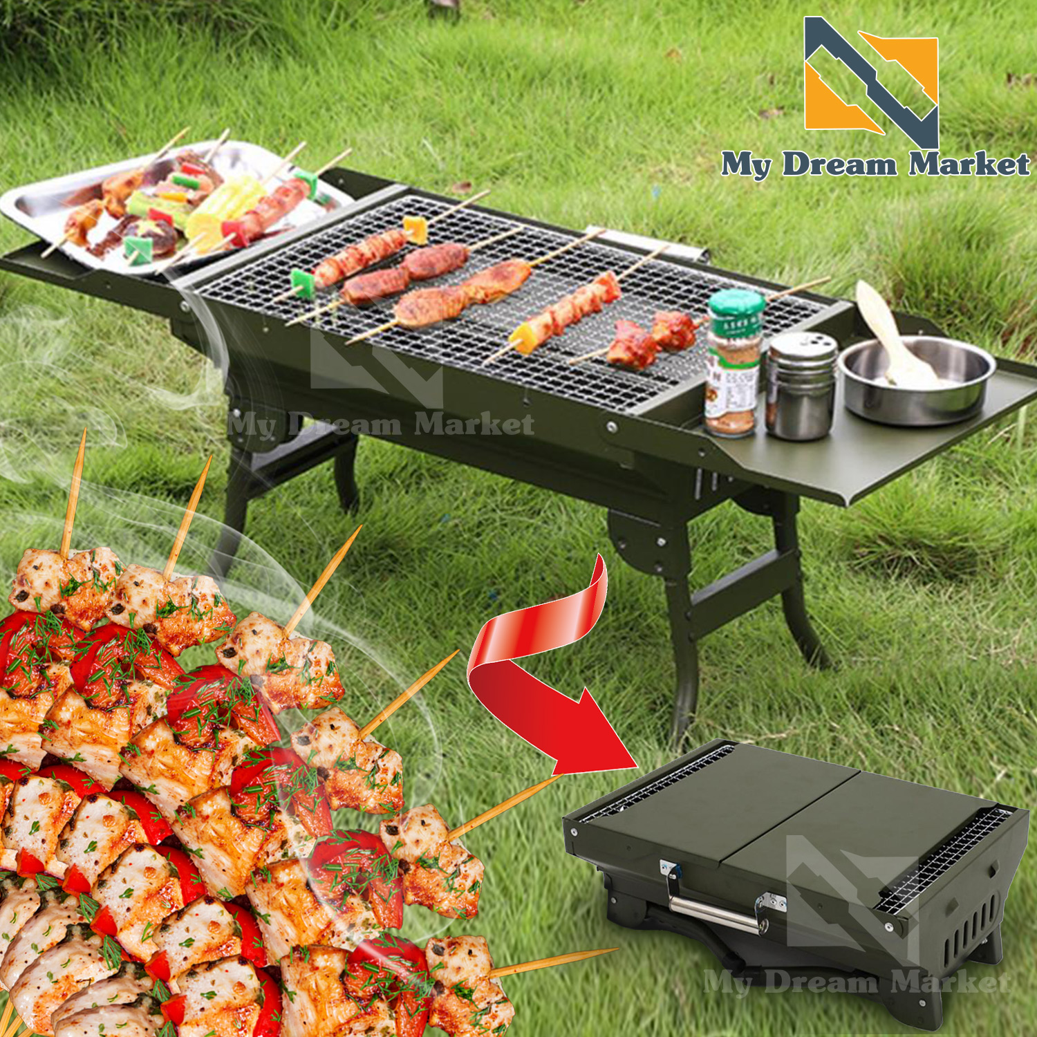 Переносной мангал – гриль барбекю BBQ 1068G для древесного угля складной – барбекюшница из металла + съёмная решетка - разборной походный с ручками для шампуров, Черный
Переносной мангал – гриль барбекю BBQ 1068G для древесного угля складной – барбекюшница из металла + съёмная решетка - разборной походный с ручками для шампуров, Черный