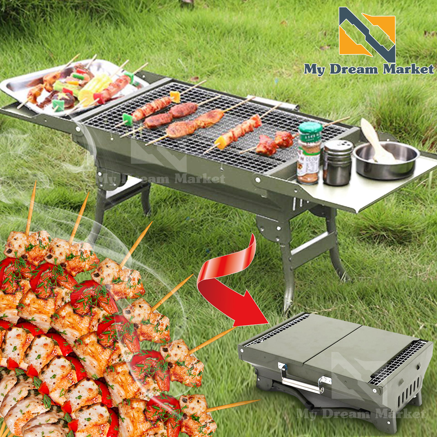 Переносной мангал – гриль барбекю BBQ 1068G для древесного угля складной – барбекюшница из металла + съёмная решетка - разборной походный с ручками для шампуров, Серебристый
Переносной мангал – гриль барбекю BBQ 1068G для древесного угля складной – барбекюшница из металла + съёмная решетка - разборной походный с ручками для шампуров, Серебристый