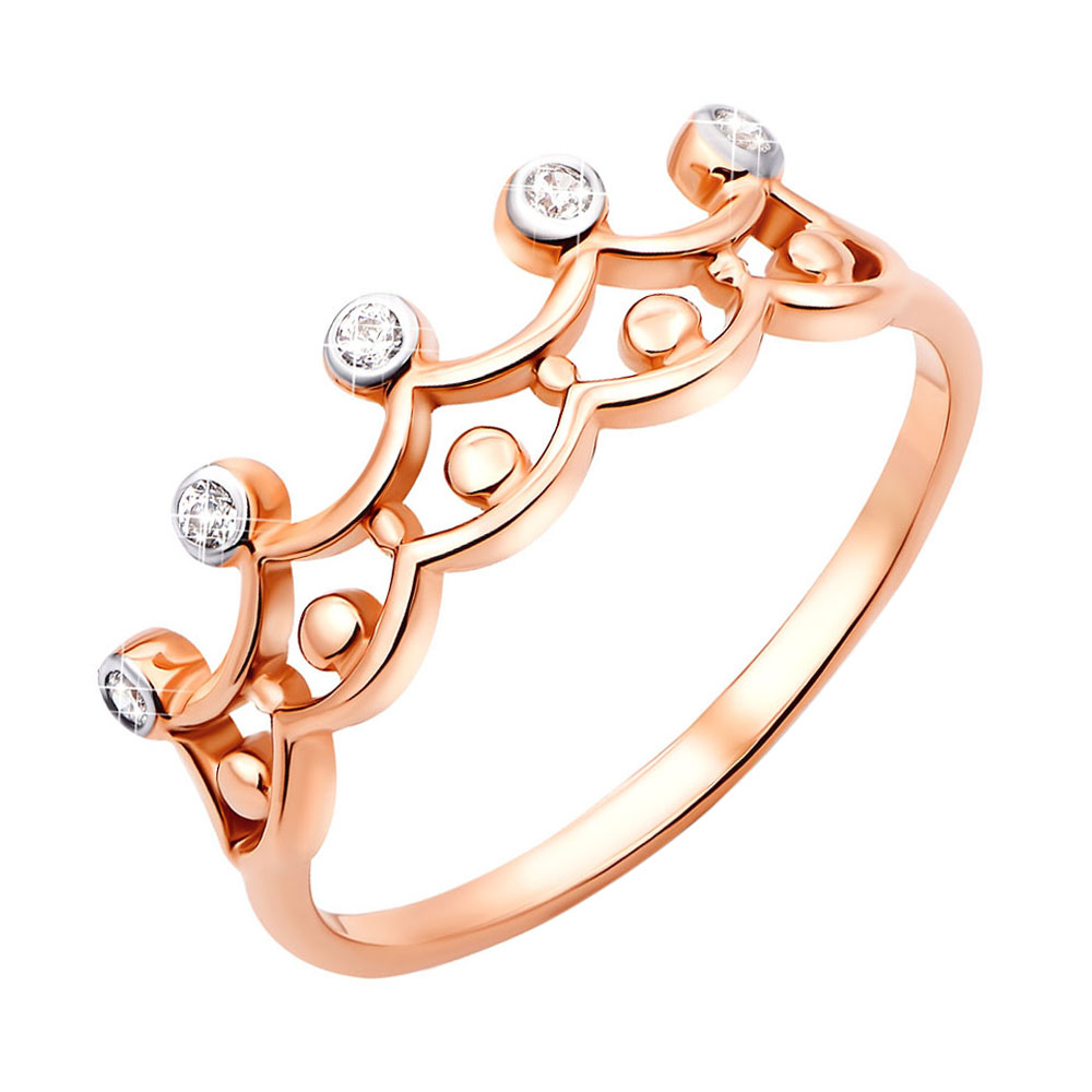 Кольцо-корона из красного золота с фианитами 000123220 17 размера
Кольцо-корона из красного золота с фианитами 000123220 17 размера