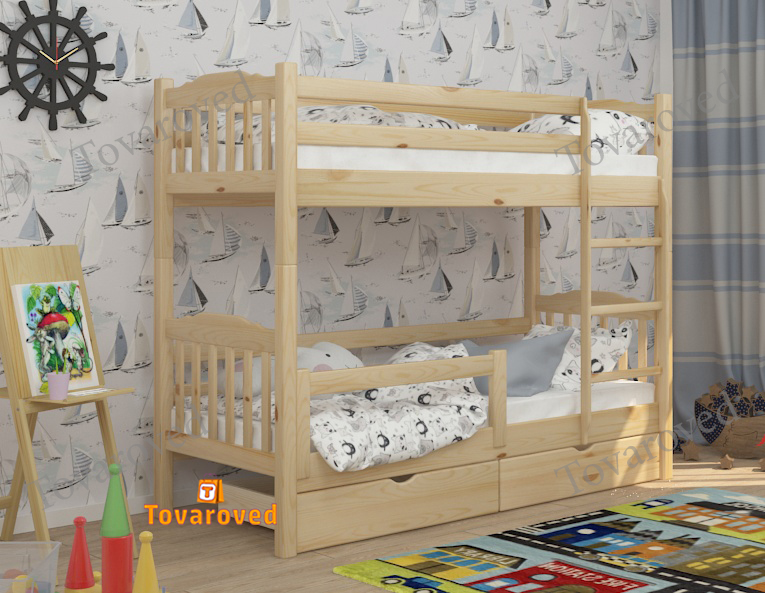 Двухъярусная кровать с Ящиками 90х200 и бортиком защитным внизу Wellmebely Бай-Бай Трансформер сосна Бук Л6
Двухъярусная кровать с Ящиками 90х200 и бортиком защитным внизу Wellmebely Бай-Бай Трансформер сосна Бук Л6