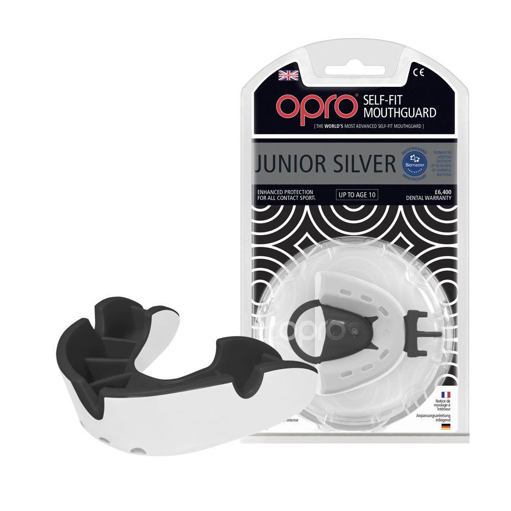 Професійна дитяча капа для боксу OPRO JUNIOR SILVER Одностороння Полімер Білий-чорний (002190006)
Професійна дитяча капа для боксу OPRO JUNIOR SILVER Одностороння Полімер Білий-чорний (002190006)