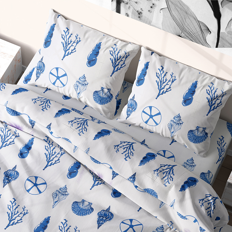 Комплект постельного белья из бязи Time Textile Ракушки двуспальный Белый, Синий TT155830-d 50х70
Комплект постельного белья из бязи Time Textile Ракушки двуспальный Белый, Синий TT155830-d 50х70